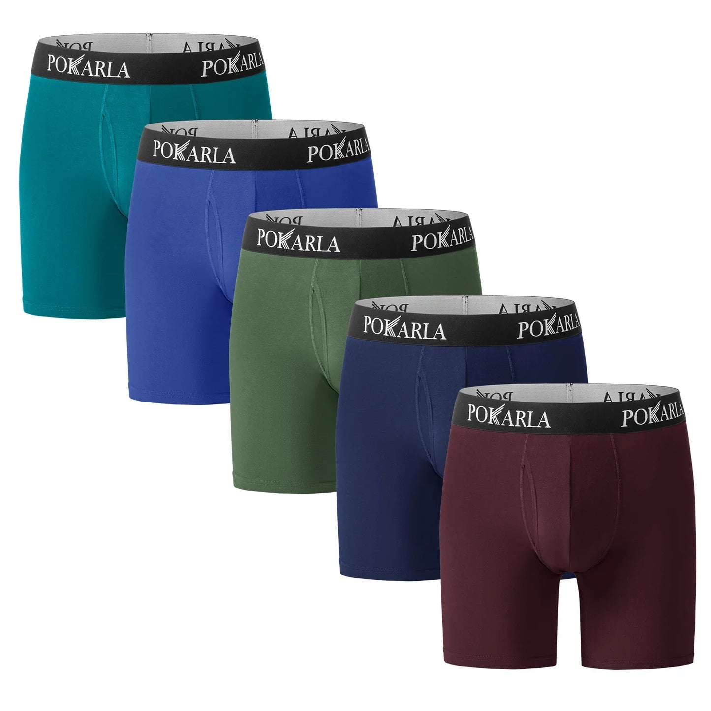 POKARLA 5pcs Men’s Cotton Boxer Shorts Open Fly U Pouch Soft Breathable Male Underwear Tagless Sexy Underpants Elastic Panties