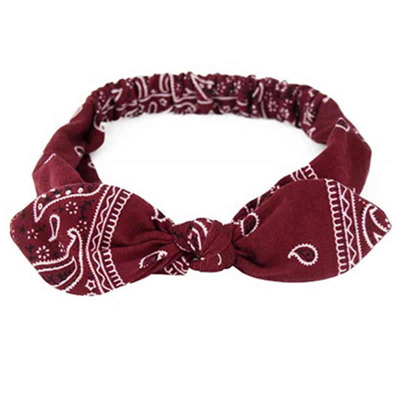 Nuevas diademas bohemias suaves con estampado liso para mujer, bandas elásticas con nudo cruzado vintage, turbantes, bandanas, accesorios para el cabello para niñas.