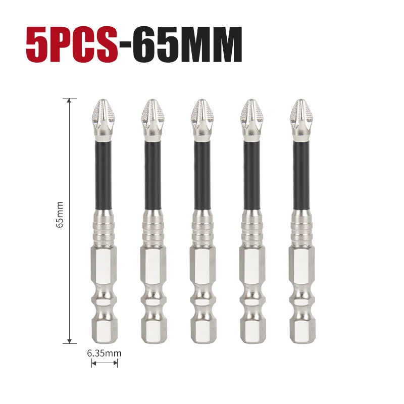 K5 Anti-Slip and Shock-Proof Bits Screwdriver Bits High Hardness Strong Magnetic 25/50/65/70/90/150mm Ph2 Screwdriver Set