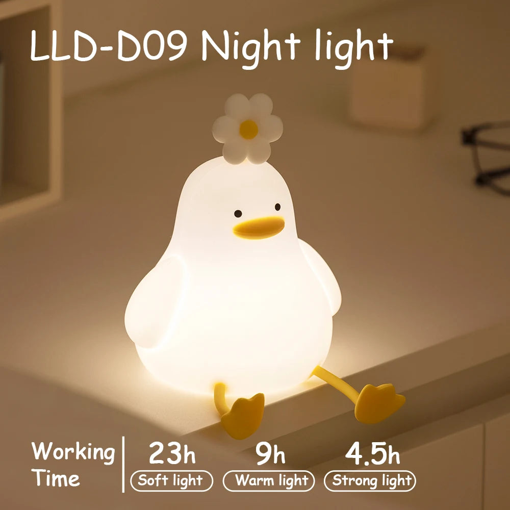 Cute Axolotl Night Light for Kids Bedroom Rabbit Animal Silicone Nursery Sleeping Lamp Touch Control Nightlights For Baby Gifts