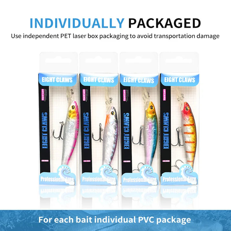 MSEASFREE-Floating Minnow Artificial Hard Bait Fishing Lure, Wobblers for Bass Perch Pike Trout, Fishing Tackle, 90mm, 12g
