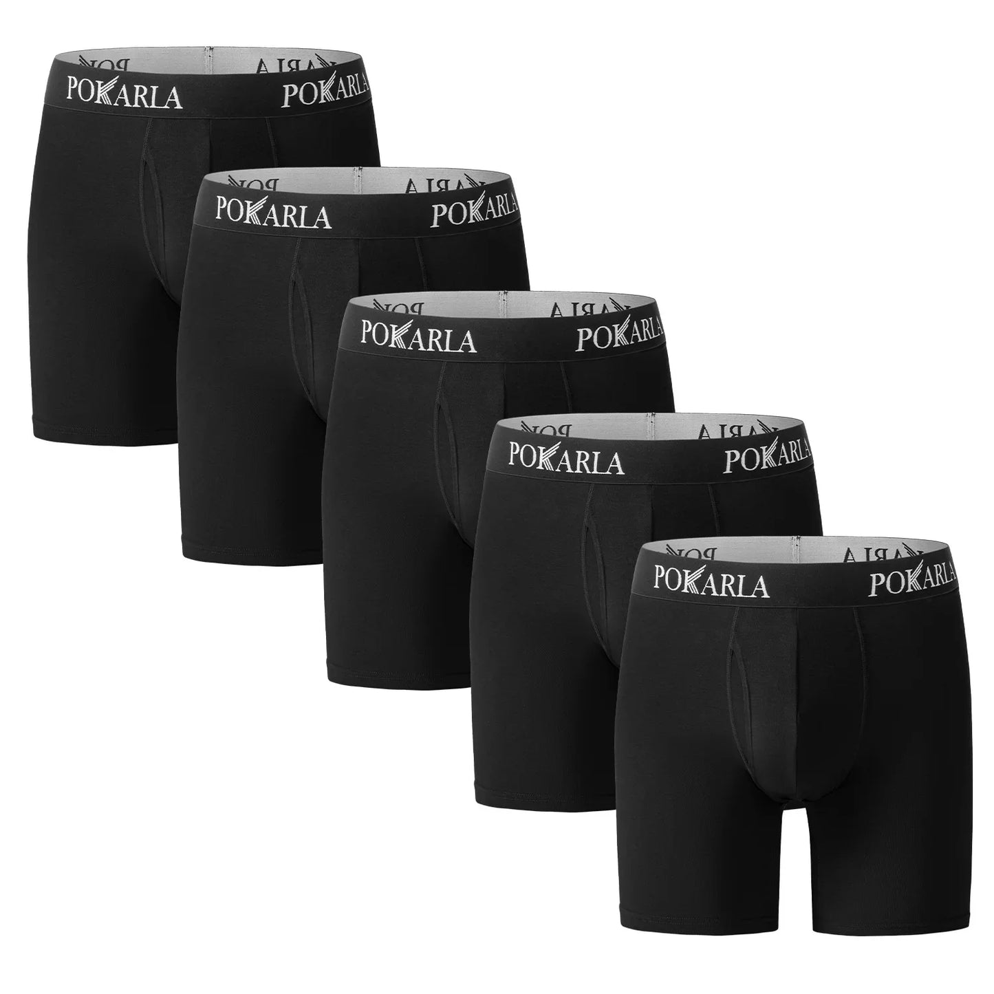 POKARLA 5pcs Men’s Cotton Boxer Shorts Open Fly U Pouch Soft Breathable Male Underwear Tagless Sexy Underpants Elastic Panties
