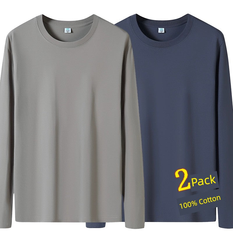 (Talla 4XL) Camisa de algodón para hombre, camiseta interior de otoño, camiseta de manga larga
