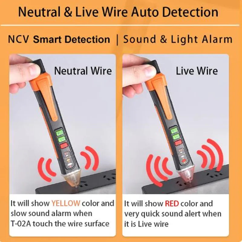 T-02A Non-Contact Voltage Detector Electrical Tools Voltage Indicator Tester Pen Voltage Test Smart Breakpoint Finder 12-1000V