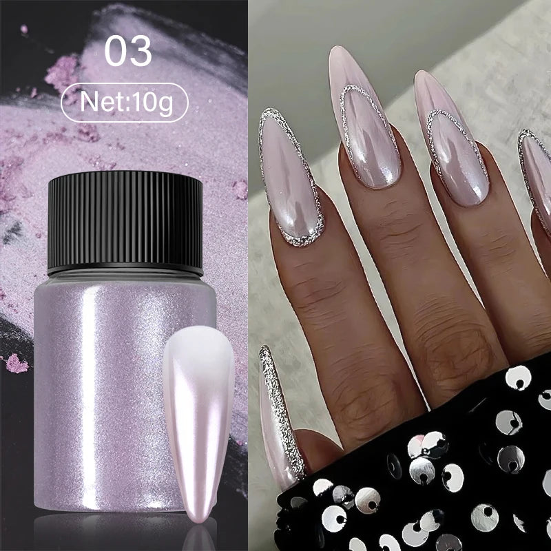 1 Box Cherry Pink Chrome Pearl Nail Powder Gradient Mirror Effect Nail Art Glitter Auroras Rubbing Dust Nail Art Manicure Decor