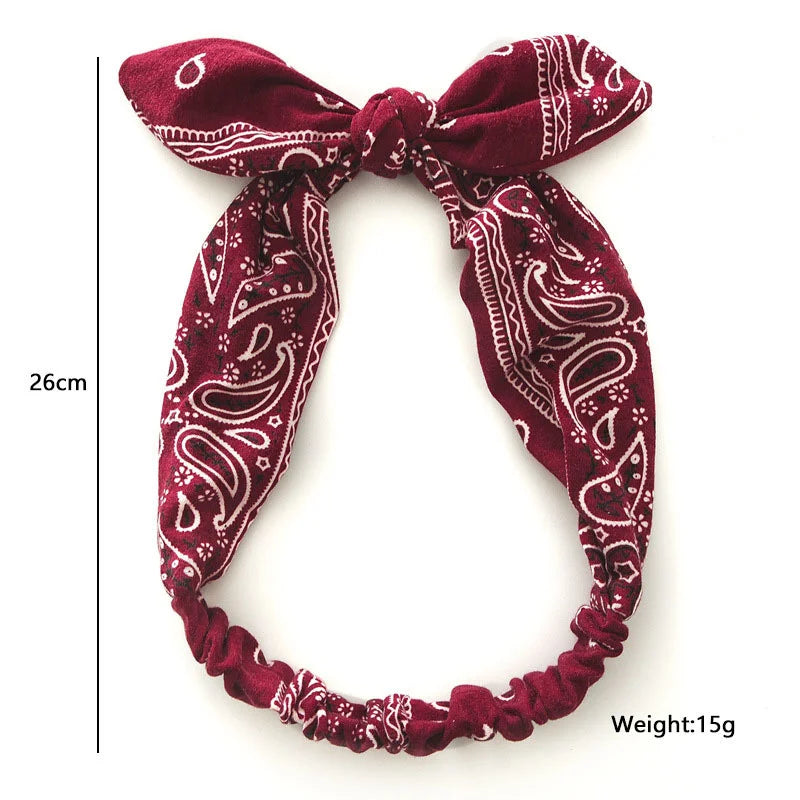 Nuevas diademas bohemias suaves con estampado liso para mujer, bandas elásticas con nudo cruzado vintage, turbantes, bandanas, accesorios para el cabello para niñas.