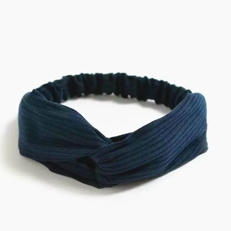 Nuevas diademas bohemias suaves con estampado liso para mujer, bandas elásticas con nudo cruzado vintage, turbantes, bandanas, accesorios para el cabello para niñas.
