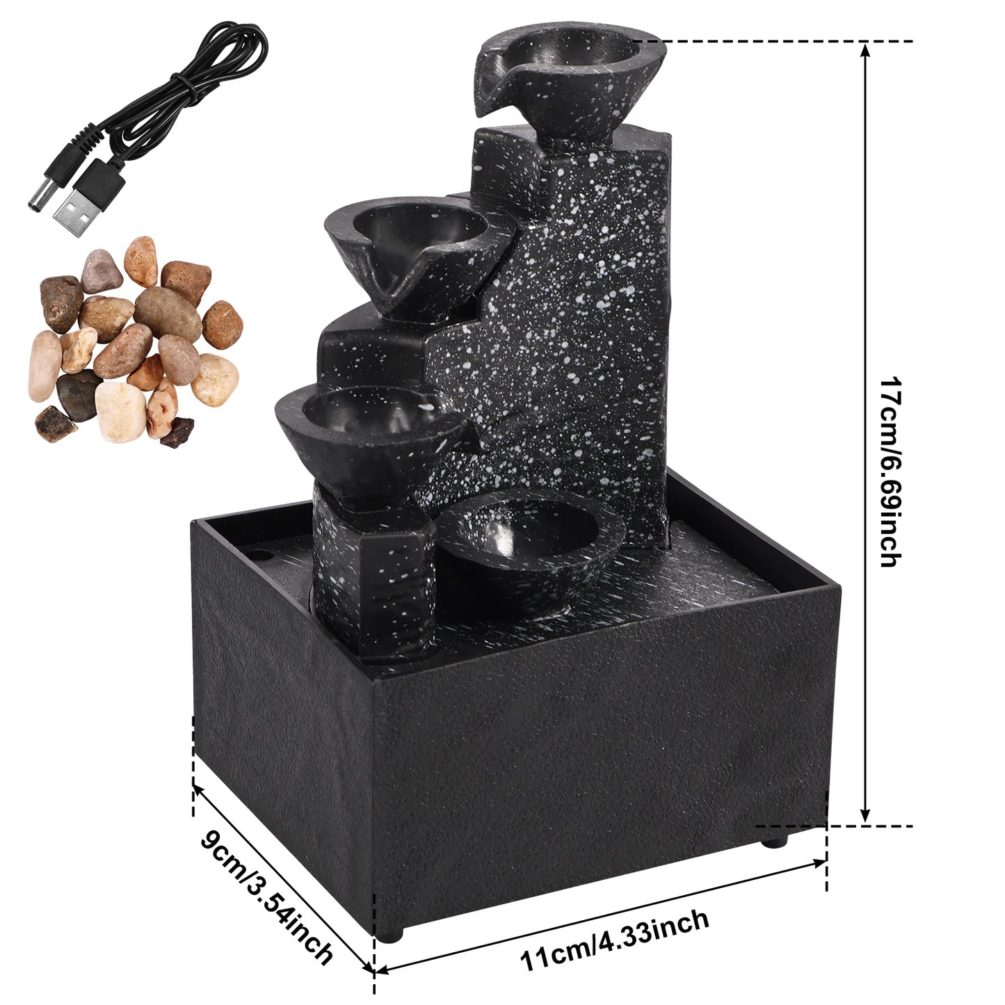 Tabletop Waterfall Decor Water Fountain Desktop Ornaments Feng Shui Flowing Water Waterfall Tabletop Landscape Decoration
