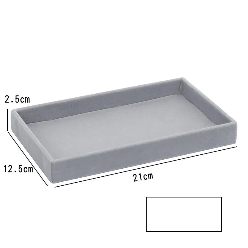 Caja de almacenamiento de joyas de franela gris, cajón para el hogar, bandeja para pendientes, collares, anillos, cuerda para la cabeza, clip para las orejas, bandeja de almacenamiento, nueva