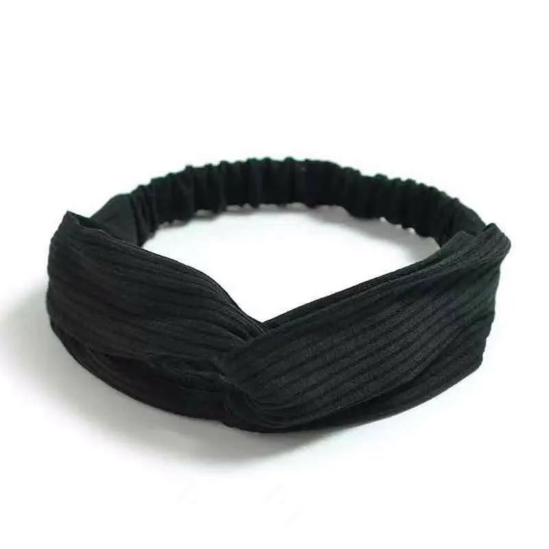 Nuevas diademas bohemias suaves con estampado liso para mujer, bandas elásticas con nudo cruzado vintage, turbantes, bandanas, accesorios para el cabello para niñas.