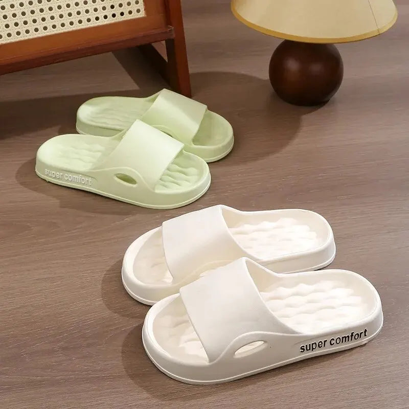Pantuflas de plataforma gruesa para mujer, sandalias de suela suave con almohada, chanclas de verano para playa, chanclas antideslizantes, pantuflas de baño