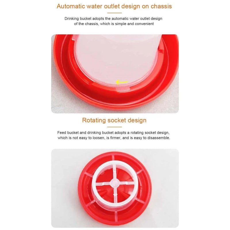 Chick Feeder Waterer Durable Plastic Feeding for Up to 6 Chicks At Once