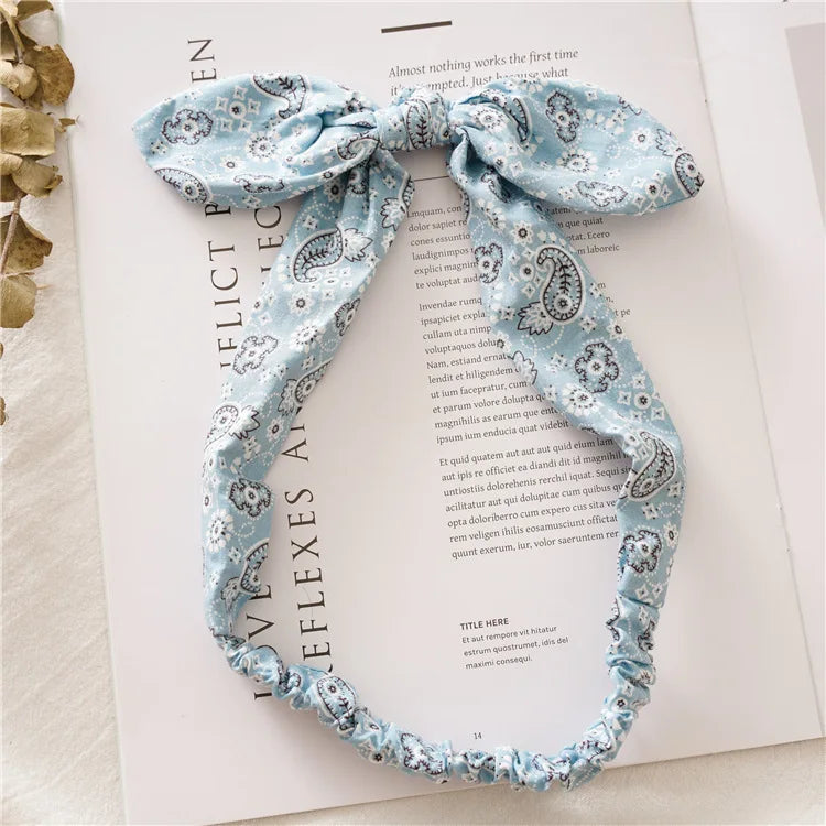 Nuevas diademas bohemias suaves con estampado liso para mujer, bandas elásticas con nudo cruzado vintage, turbantes, bandanas, accesorios para el cabello para niñas.