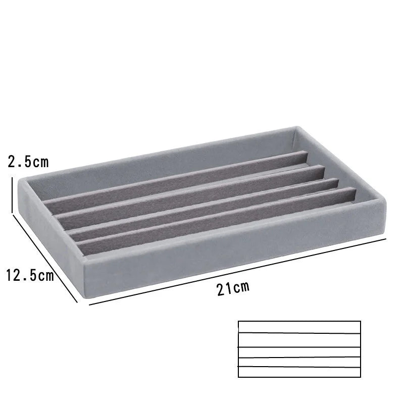 Caja de almacenamiento de joyas de franela gris, cajón para el hogar, bandeja para pendientes, collares, anillos, cuerda para la cabeza, clip para las orejas, bandeja de almacenamiento, nueva