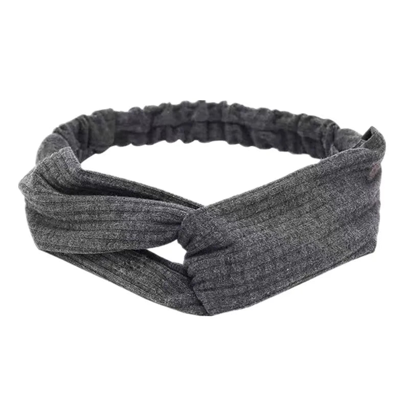 Nuevas diademas bohemias suaves con estampado liso para mujer, bandas elásticas con nudo cruzado vintage, turbantes, bandanas, accesorios para el cabello para niñas.