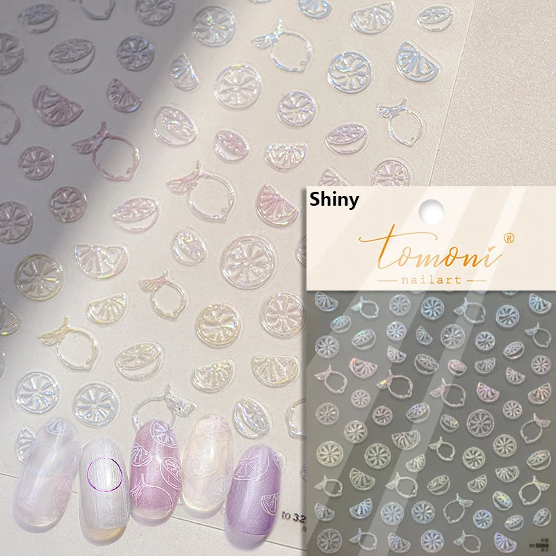 Calcomanías de manicura para decoración de uñas con relieve suave, conchas, estrellas de mar, caracoles, burbujas marinas, verano, playa, océano