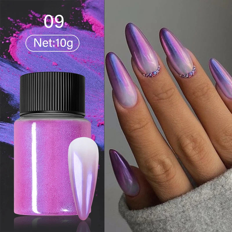 1 Box Cherry Pink Chrome Pearl Nail Powder Gradient Mirror Effect Nail Art Glitter Auroras Rubbing Dust Nail Art Manicure Decor