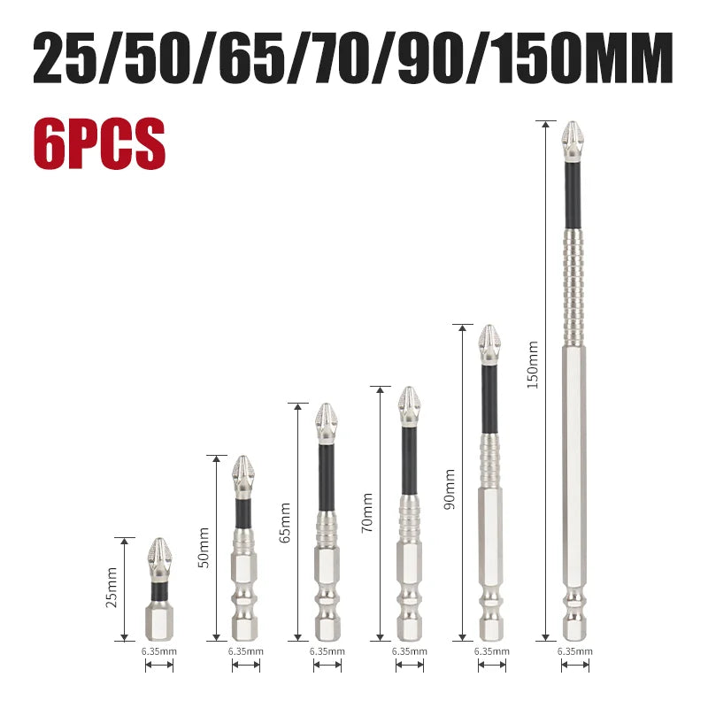 K5 Anti-Slip and Shock-Proof Bits Screwdriver Bits High Hardness Strong Magnetic 25/50/65/70/90/150mm Ph2 Screwdriver Set