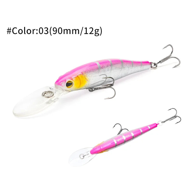 MSEASFREE-Floating Minnow Artificial Hard Bait Fishing Lure, Wobblers for Bass Perch Pike Trout, Fishing Tackle, 90mm, 12g