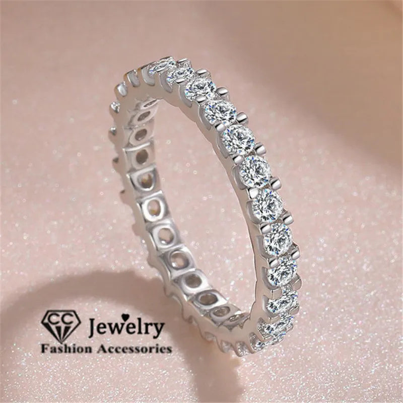 Anillos CC para mujer, color plata, circonita cúbica, piedra blanca, para novia, boda, compromiso, joyería de moda, bisutería femenina CC1565