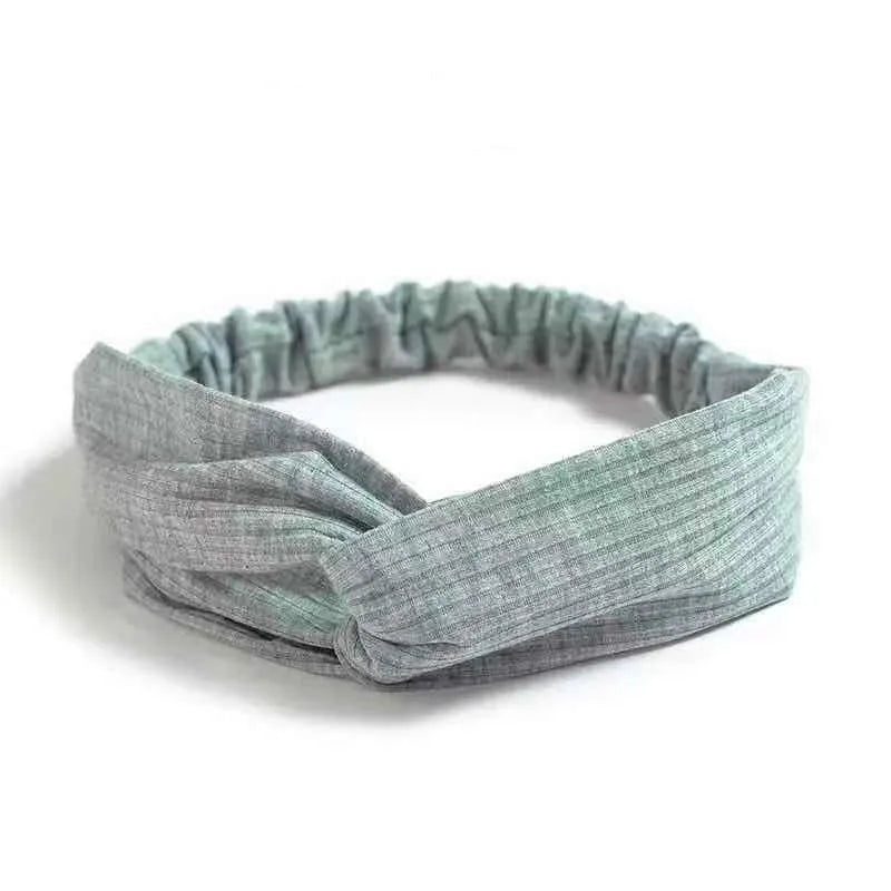 Nuevas diademas bohemias suaves con estampado liso para mujer, bandas elásticas con nudo cruzado vintage, turbantes, bandanas, accesorios para el cabello para niñas.