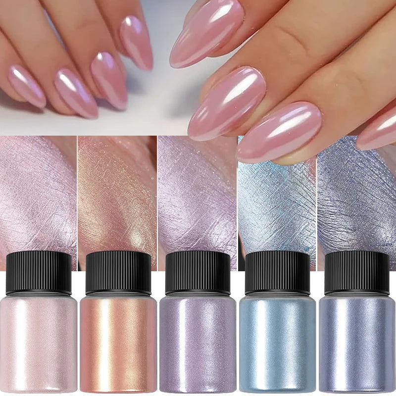 1 Box Cherry Pink Chrome Pearl Nail Powder Gradient Mirror Effect Nail Art Glitter Auroras Rubbing Dust Nail Art Manicure Decor