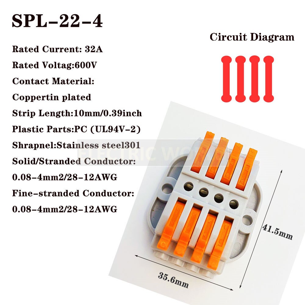 电线连接器SPL-42通用紧凑型接线连接器照明推入式接线端子连接器迷你快速电缆连接器