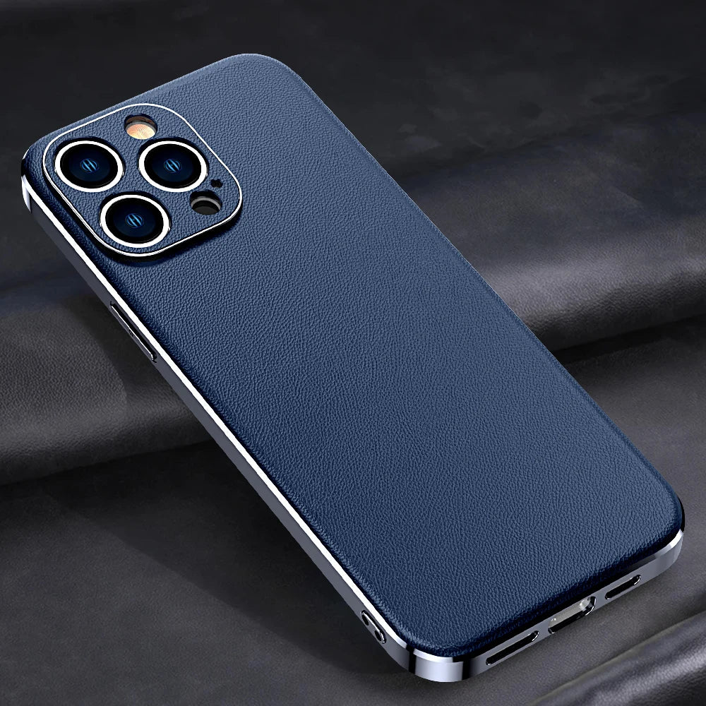 LANGSIDI New Arrival Luxury Leather phone Case for iphone 15 pro max 14 15 pro lens protection shockproof fashion back covers