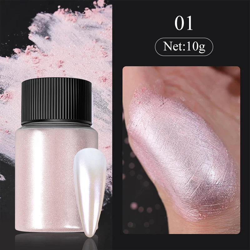 1 Box Cherry Pink Chrome Pearl Nail Powder Gradient Mirror Effect Nail Art Glitter Auroras Rubbing Dust Nail Art Manicure Decor