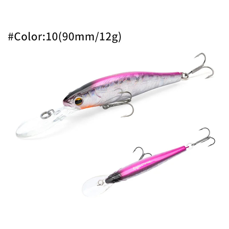MSEASFREE-Floating Minnow Artificial Hard Bait Fishing Lure, Wobblers for Bass Perch Pike Trout, Fishing Tackle, 90mm, 12g