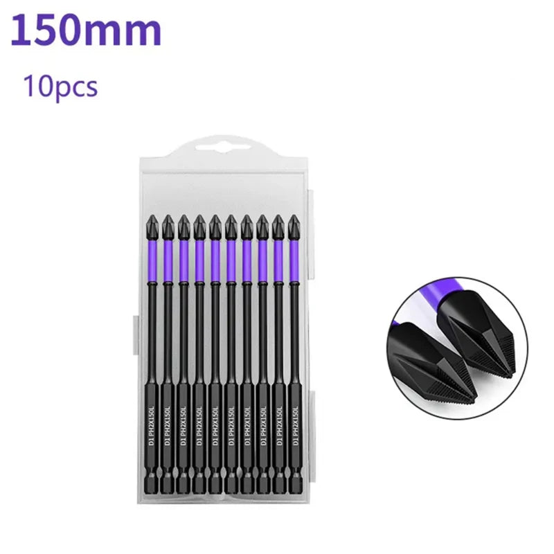 Non-Slip Impact Batch Head Strong Magnetic Cross High Torque Hardness Screw Waterproof Ph2 Screwdriver Bits Set