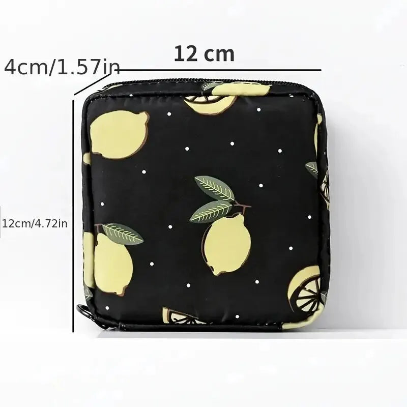 Bolsa de almacenamiento para compresas y tampones para mujer, organizador portátil impermeable con estampado de dibujos animados