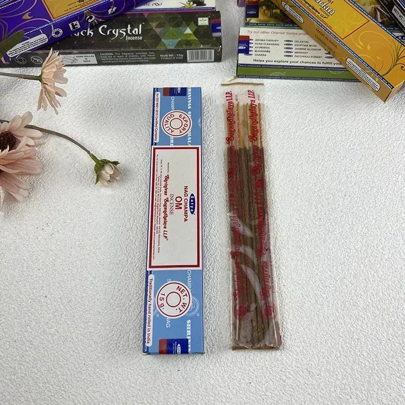 5 CAJAS NAG Champa Incienso Satya Colección de Inciensos Satya Varillas Hechas a Mano con Sabores Aromas Medicinales Refrescantes Fragancias para el Hogar