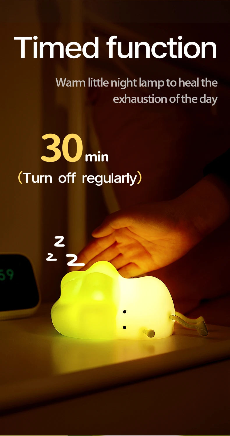 LED Night Light for Kids Squishy Novelty Lamp 3 Level Dimmable Nursery Nightlight for Breastfeeding Toddler Baby Home Decor