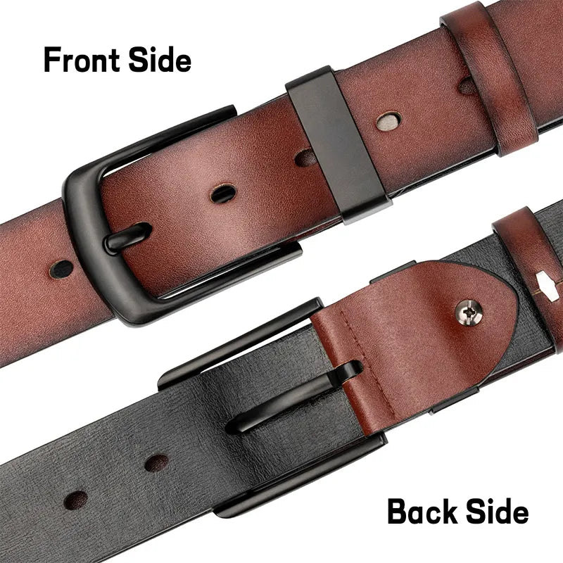 Cinturón casual vintage Maikun para hombre, con hebilla de pasador negra, de cuero ancho y versátil para estudiantes.