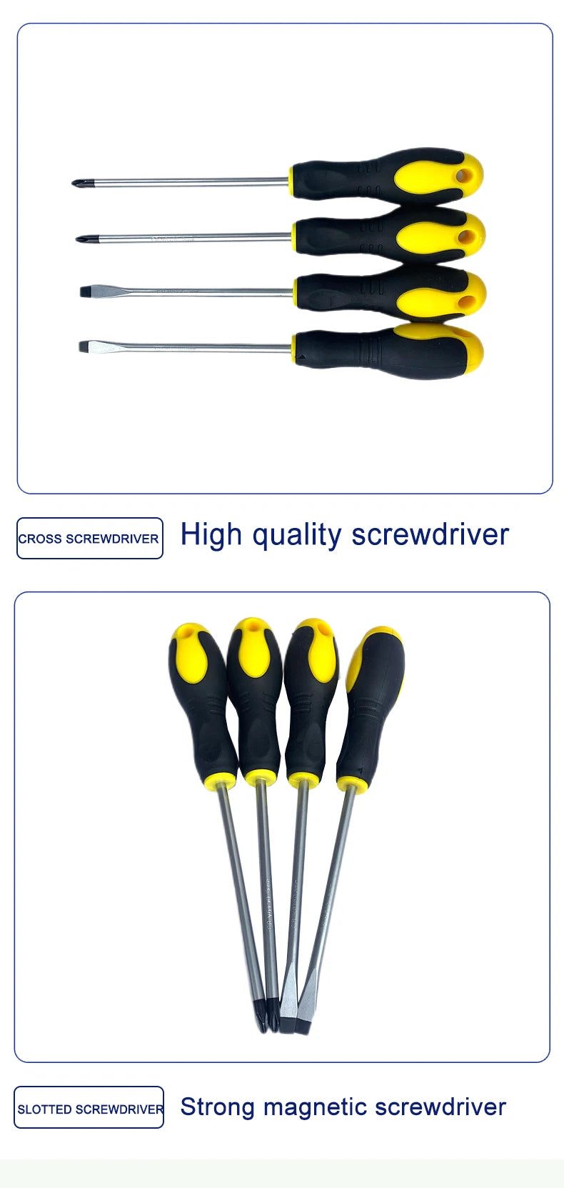 3/4/5/6/8 Inch Rubber-coated Anti-slip Handle Word Cross Strong Magnetic 45# Steel Screwdriver Screwdriver