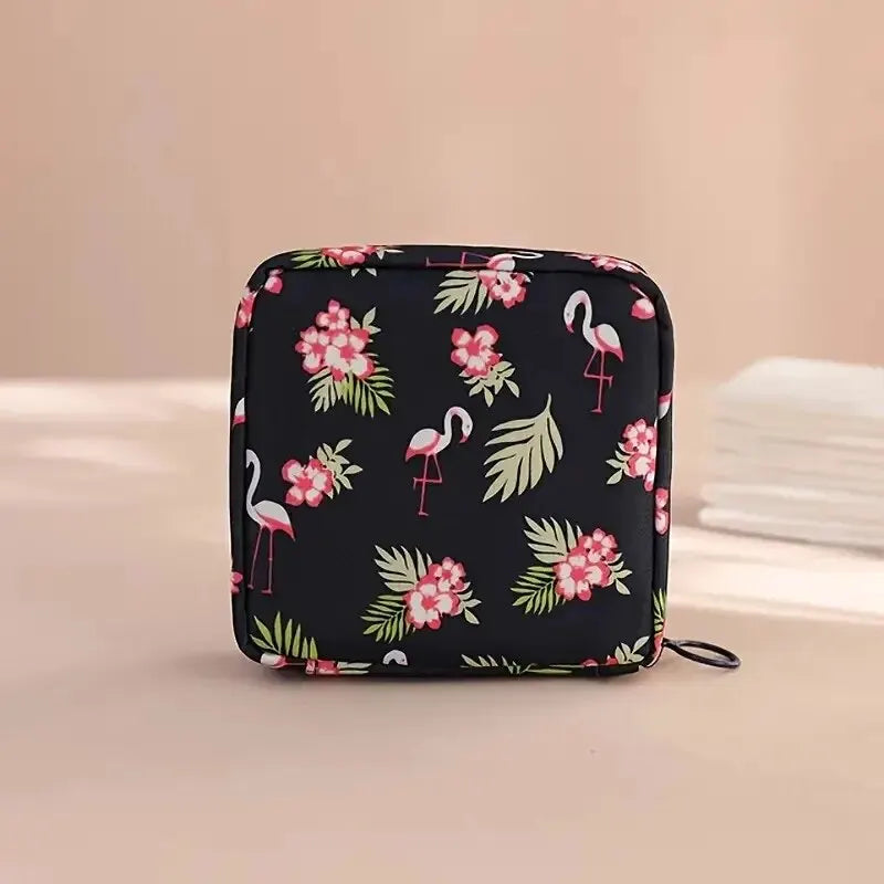 Bolsa de almacenamiento para compresas y tampones para mujer, organizador portátil impermeable con estampado de dibujos animados
