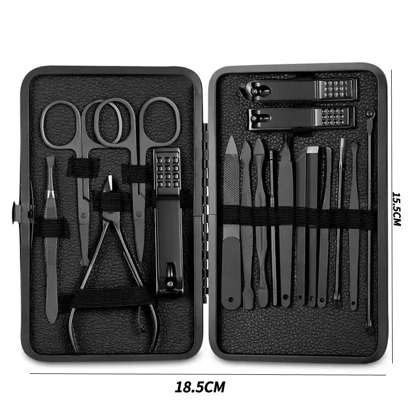 Juego de cortaúñas, estuche para cortaúñas, cortaúñas diagonal, herramientas de pedicura, palillo para orejas, herramientas mágicas para eliminar la piel muerta.