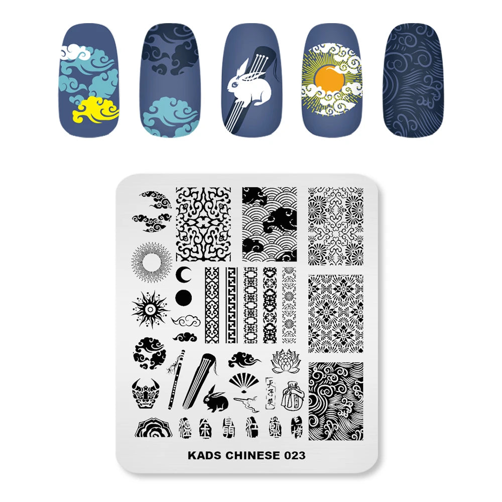 Nail Stamping Plates Sun Moon Stars Pattern Design Nail Art Image Template Stainless Steel Printing Plate for DIY Nails