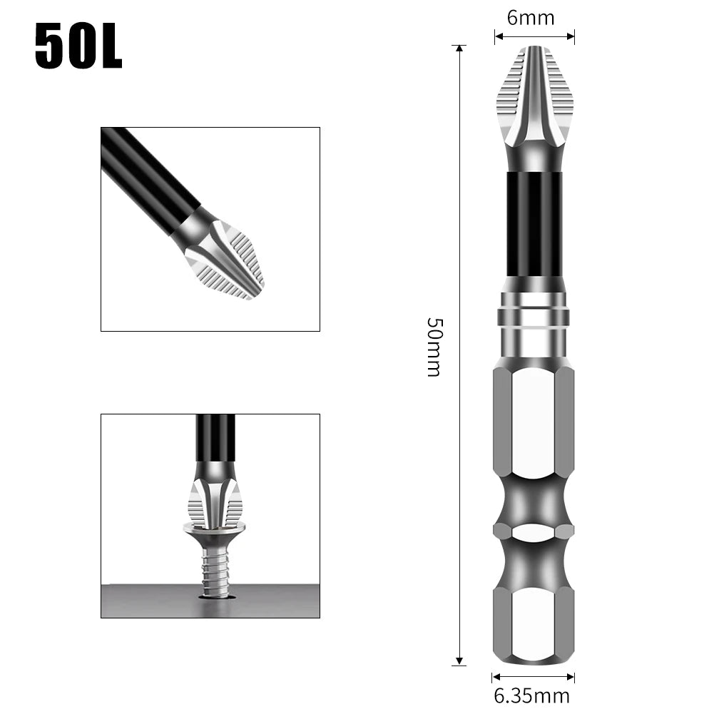 K5 Non-slip High Hardness Bit S2 Strong Magnetic 5A Black Non-slip Cross Head Electric Drill Electric Screwdriver Bit