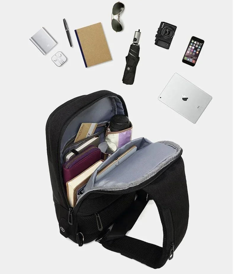 Bolso de pecho informal SWISS para hombre, nuevo, deportivo, impermeable, bandolera antirrobo, moderno, de color sólido, con USB