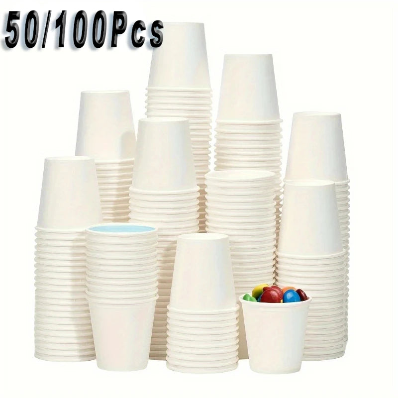 50/100PCS Disposable Small Paper Cup Tasting Cup Perfect for Coffee Candy Juice Home Supermarket Holiday Party Activities