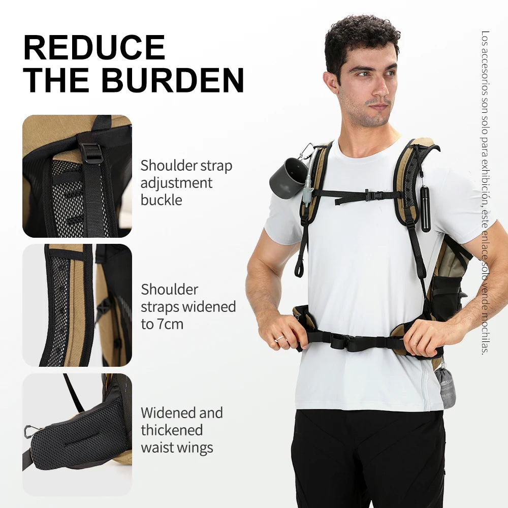 Mochila de montañismo de 35 litros para hombre y mujer, bolsa de deporte al aire libre, impermeable, para acampar, senderismo y lluvia.