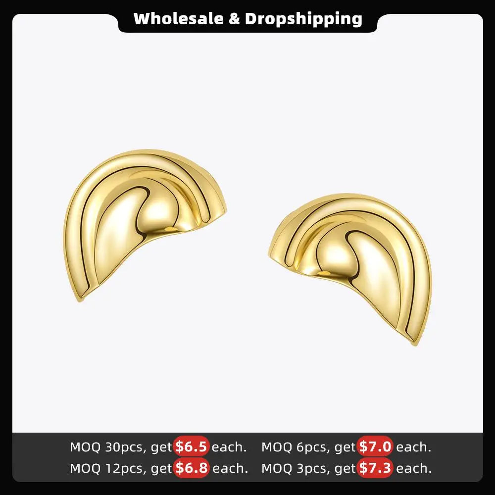 ENFASHION - Pendientes de clip con forma de oreja para mujer, color dorado, sin piercing, joyería de moda, Brincos E201200