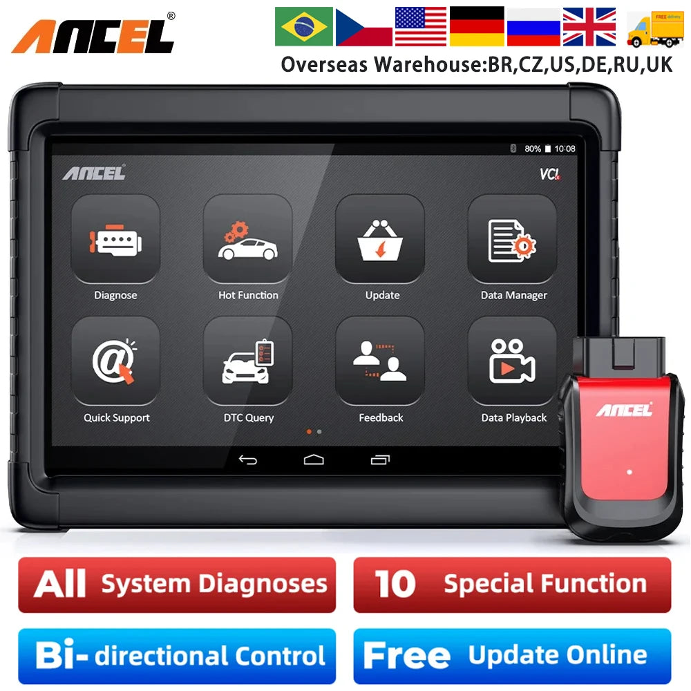 Ancel X6 OBD2 Automotive Scanner Professional ABS SRS Oil EPB BMS Reset All System Bluetooth ODB OBD 2 Car Diagnostic Scan Tools