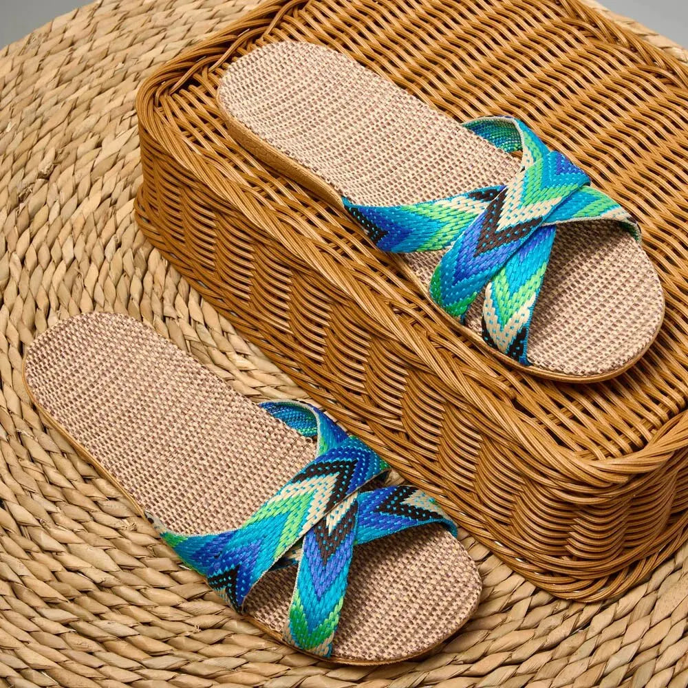 Zapatillas de interior para mujer, zapatos para el hogar, zapatillas de lino ligeras para parejas, zapatillas de casa ligeras