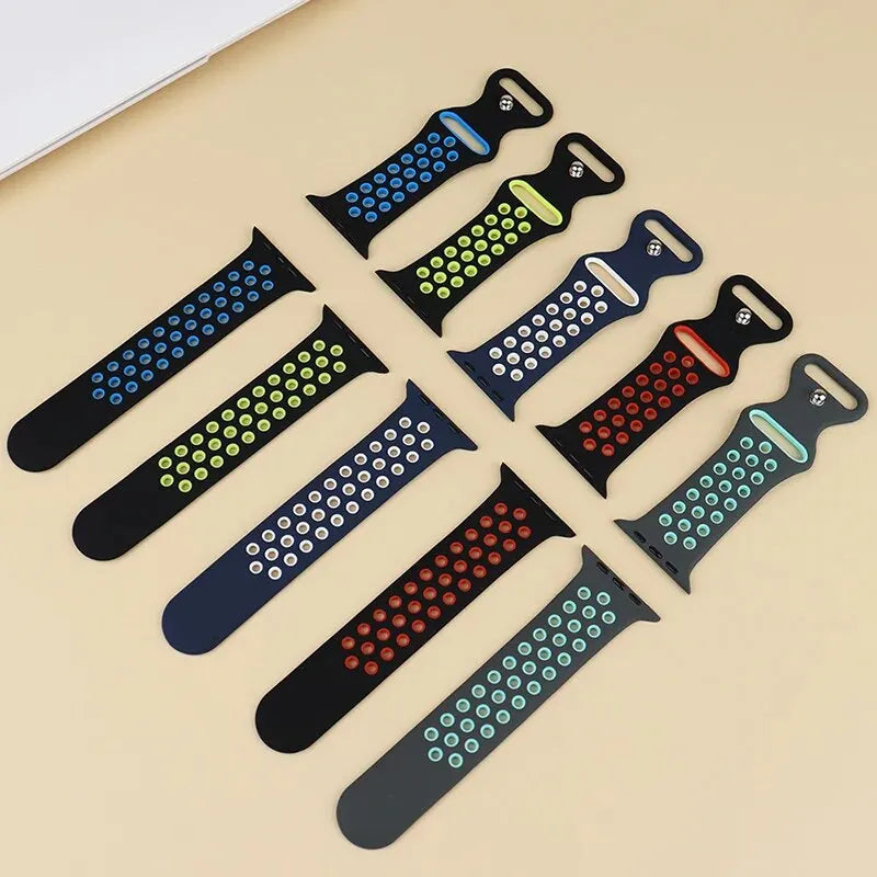Correa deportiva para Apple Watch de 44 mm, 45 mm, Ultra 2, 49 mm, 40 mm, 41 mm, 42 mm, 45 mm, pulsera de silicona para iWatch Series 9, 8, SE, 7 y 3.