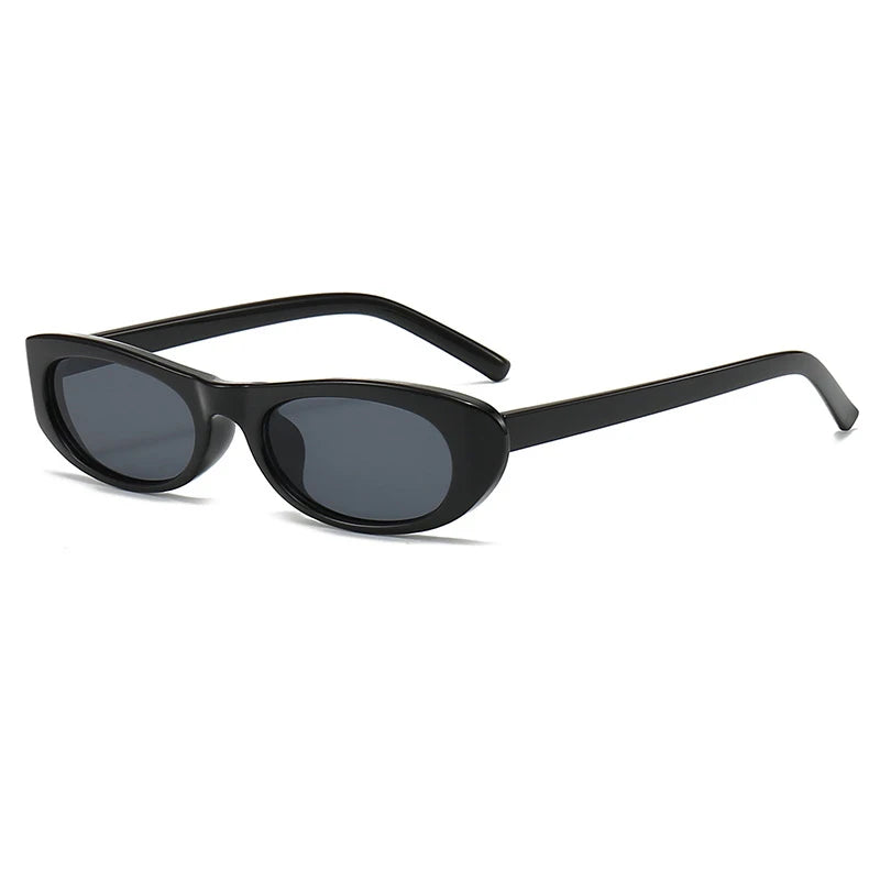 Gafas de sol ovaladas retro para mujer, montura pequeña negra, marca de moda, gafas de sol modernas con protección UV400 para mujer