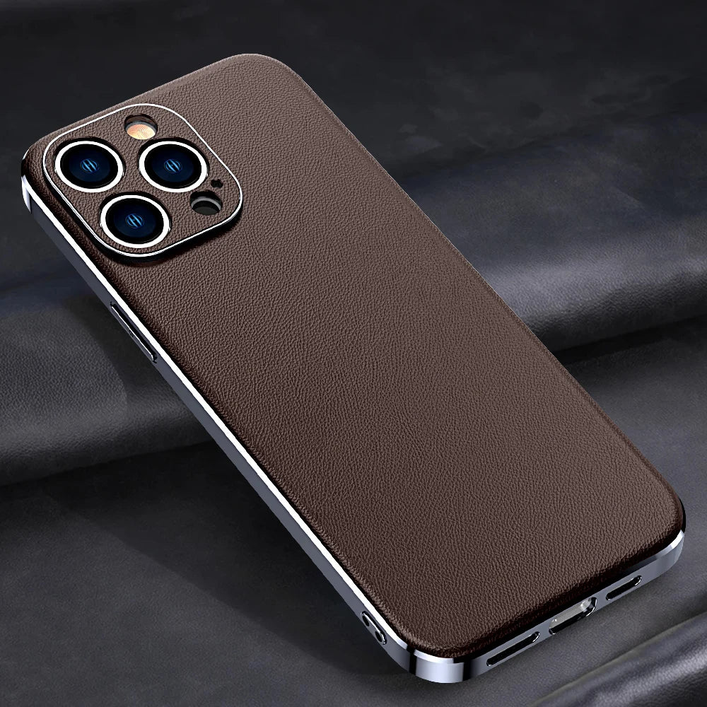 LANGSIDI New Arrival Luxury Leather phone Case for iphone 15 pro max 14 15 pro lens protection shockproof fashion back covers