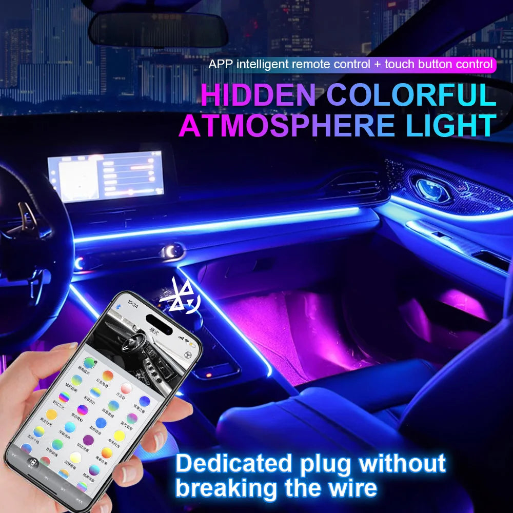 Dual Zone 18/22 in 1 Ambient Light Parts 64 Colors RGB Main Controller Sub Controller Speaker Lights 35/75/110cm Light Strips